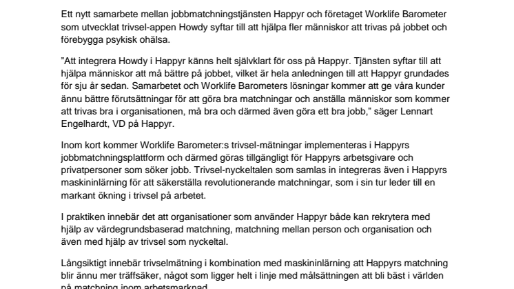 Trivsel på jobbet och psykiskt välmående i fokus när Happyr och Worklife Barometer samarbetar