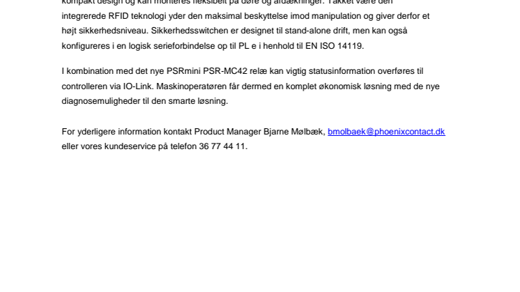 Sikkerhedsafbrydersystem med IO-Link