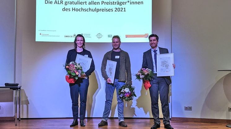 Prof.in Ines Lüder, Julian Gick und Dr. Alistair Adam Hernández - Preisträger*innen des ALR-Hochschulpreises 2021