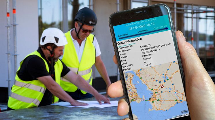 Med det nya Track & Tracesystemet får kunderna möjlighet att i realtid ta emot information via SMS om var sina leveranser befinner sig och när den beräknas ankomma till bygget. 