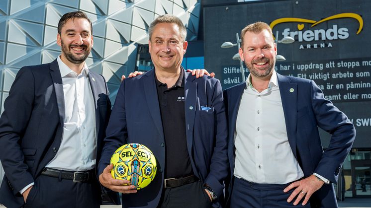 Dersim Sylwan, General Manager Sverige för Kindred Group, Mats Enquist, Generalsekreterare, CEO, Svensk Elitfotboll, Henrik Tjärnström, CEO, Kindred Group. Fotograf: Gustav Kaiser 