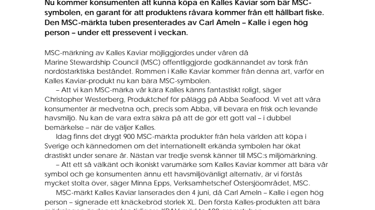 Kalles Kaviar MSC-märks