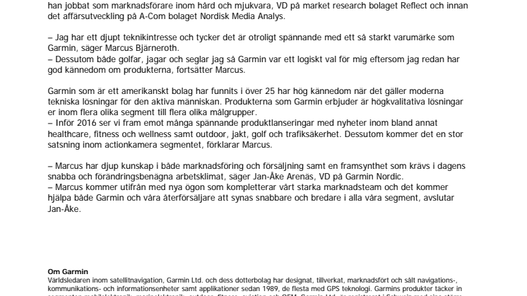 Marcus Bjärneroth blir Nordic Marketing Director på Garmin 