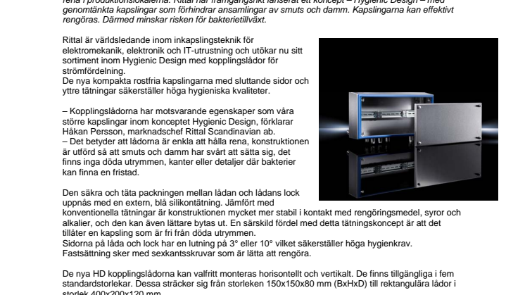 Renare kopplingslådor för livsmedelsindustri
