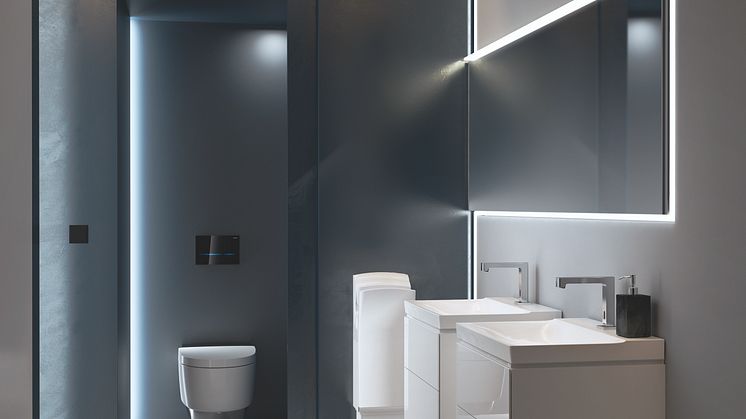 Geberit AquaClean Mera ja kosketusvapaa Sigma80-huuhtelupainike