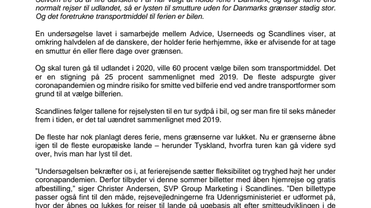 Danskerne er stadig rejselystne – helst i bil