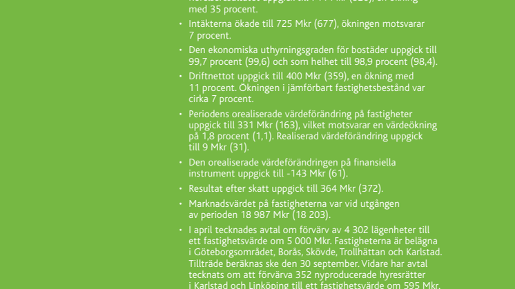 Willhems delårsrapport januari - juni 2016