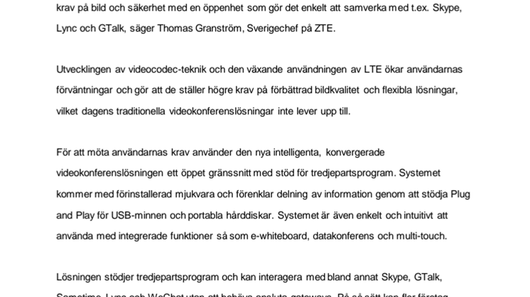Världens första smarta och konvergerade videokonferenslösning