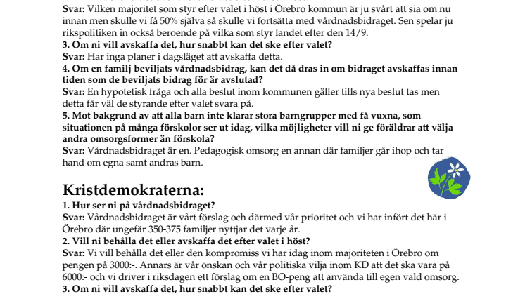 Undersökning klar: Vad vill Örebros partier med vårdnadsbidraget och alternativa omsorgsformer?