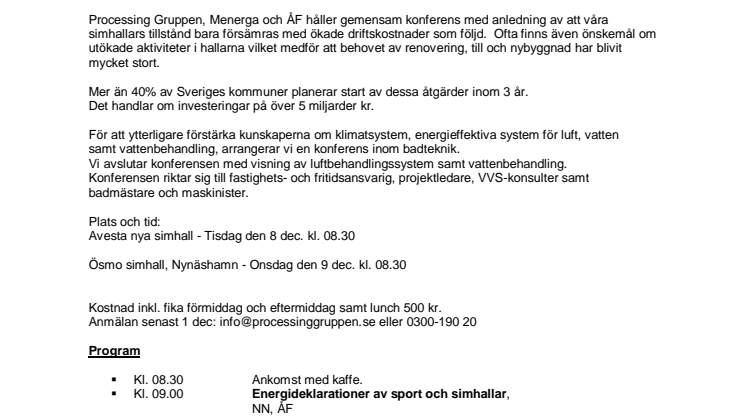 Konferensen Badteknik - snart fulltecknad!