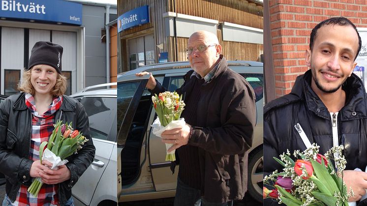Beröm och blommor till biltvättshjältar
