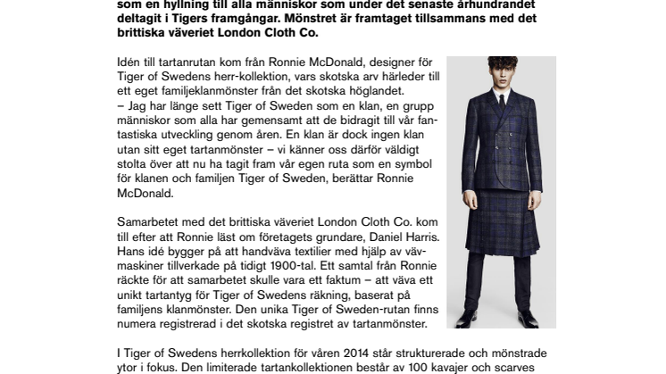 Tiger of Sweden hyllar anställda med unikt tartanmönster