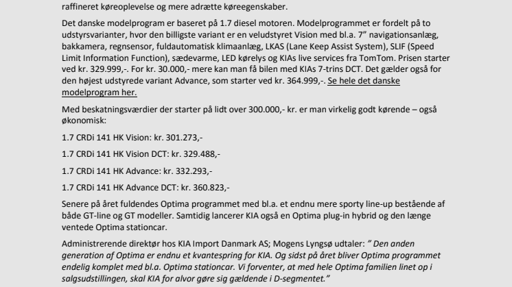 Så er den her! – den helt nye KIA Optima