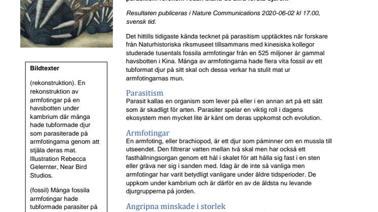 Parasiter på de allra första djuren