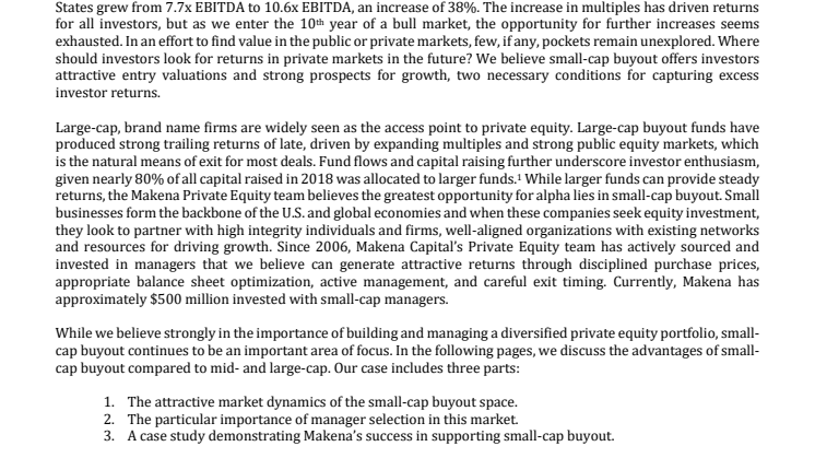 Why small - cap buyout can drive investors returns
