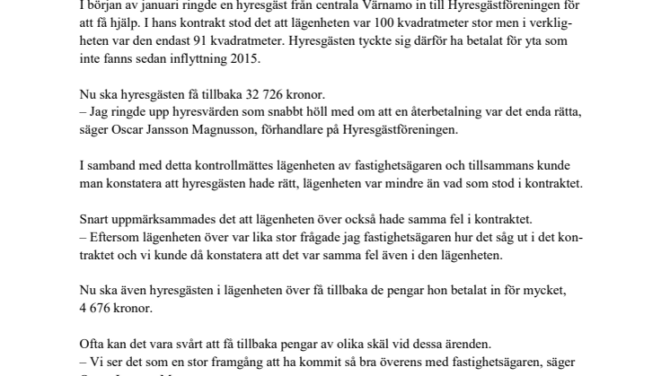 ​Fel i kontrakt ger medlemmar över 35 000 kronor tillbaka