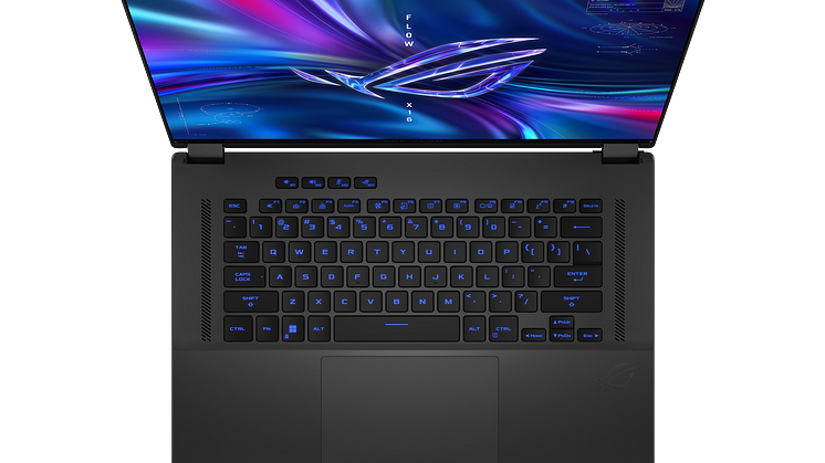 ROG Flow X16 Gray_Top view_One zone RGB keyboard