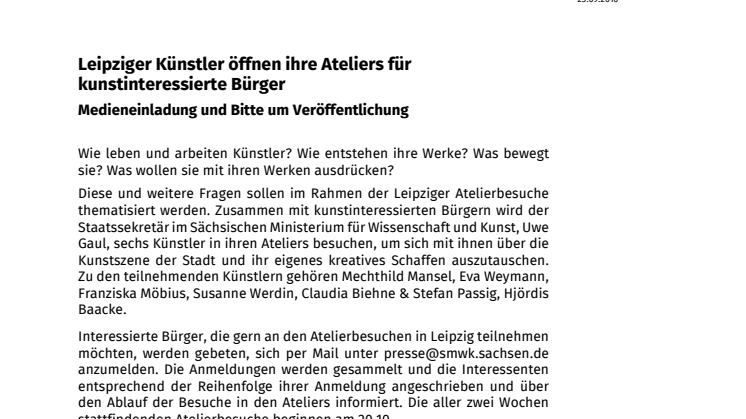 Medieninformation Atelierbesuche Leipzig