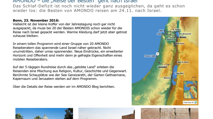 AMONDO – die „Reise der Besten“ geht nach Israel