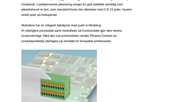 Kretskortklemme i to rekker med push-in-tilkobling