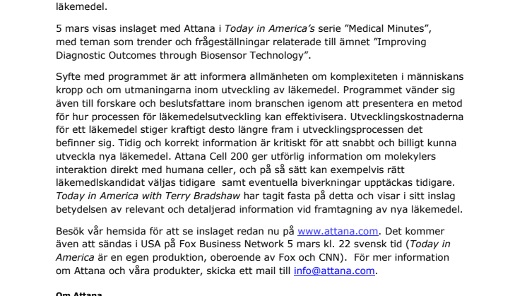 Attana uppmärksammades i USA med Today in America