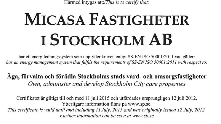 Bengt Dahlgren AB hjälper första fastighetsägaren i Sverige att certifiera sig enligt nya energiledningsstandarden