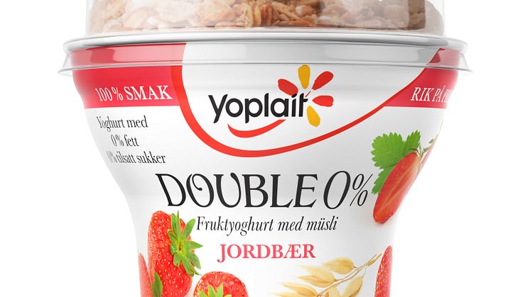 Yoplait Double 0% müsliyoghurt med jordbær