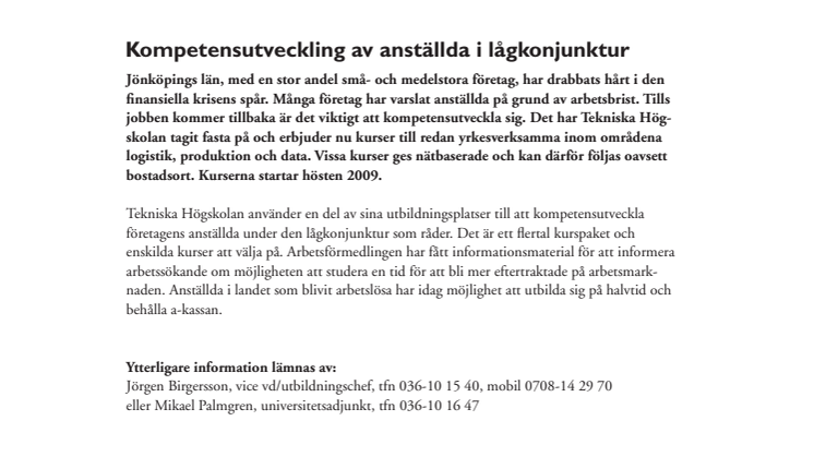 Kompetensutveckling av anställda i lågkonjunktur