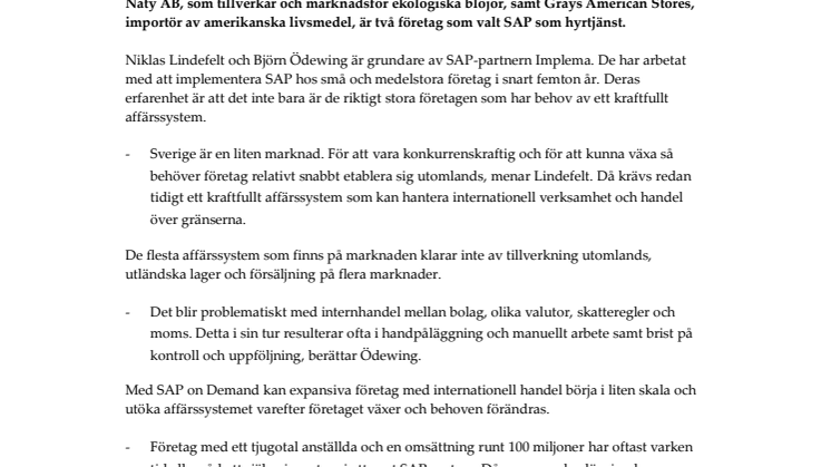 Affärssystemet SAP som hyrtjänst - ett stort affärssystem till litet pris