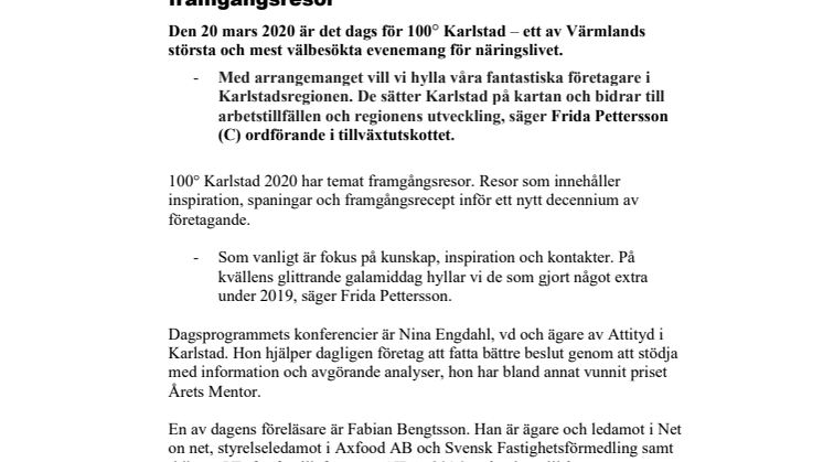 ​100° Karlstad – kom och inspireras av andras framgångsresor