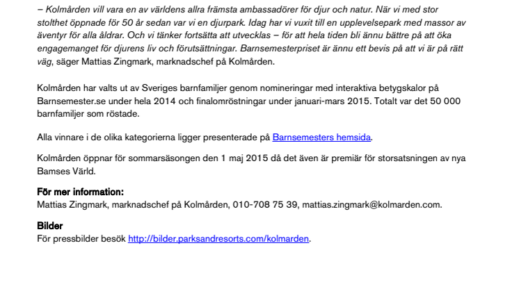 Kolmården - bästa djurpark i Norden 2015