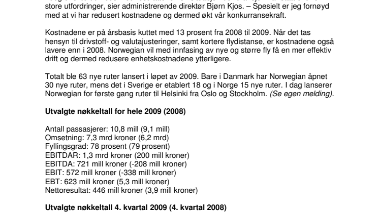 Norwegian med beste årsresultat i selskapets historie 