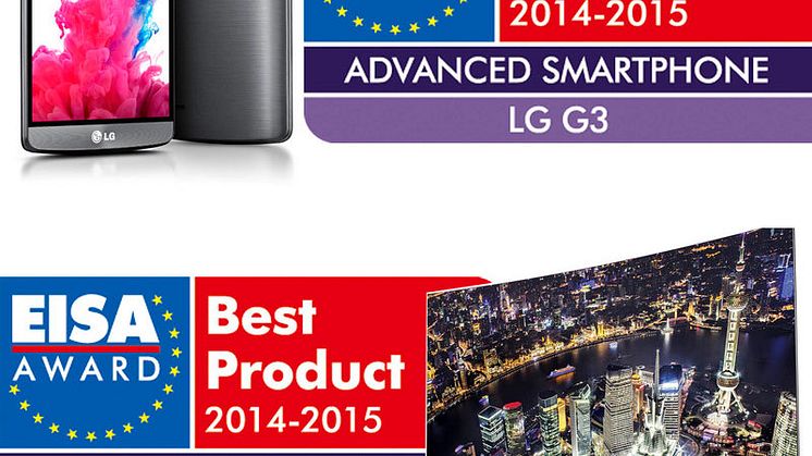 EISA LOVPRISER LGs OLED-TV FOR TREDJE ÅRET PÅ RAD, OG LG G3 ER UTNEVNT TIL ”ADVANCED SMARTPHONE 2014-2015”