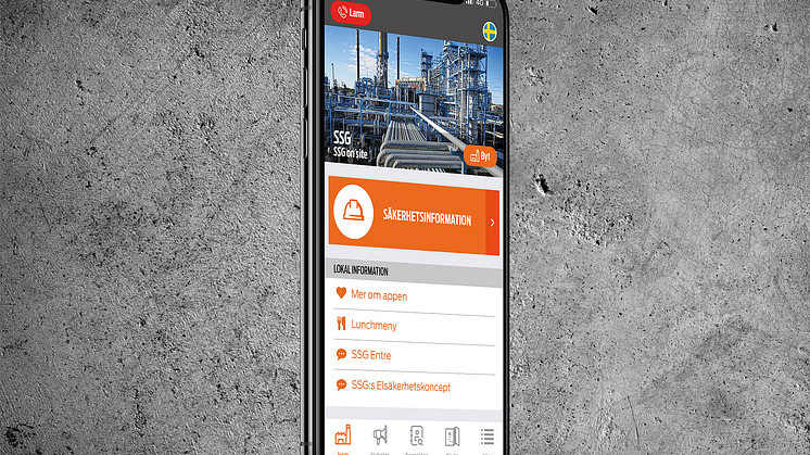 SSG On site gör det möjligt för industrianläggningar att delge säkerhetsinformation, nyheter, kartor med mera direkt i en besökares mobil.