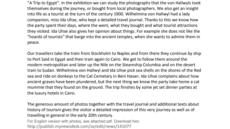 Resan till Egypten  – en digital upptäcktsfärd –nu i engelsk översättning
