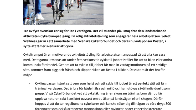 Cykeltrampet – landstäckande aktivitet för att få Sverige på hjul 