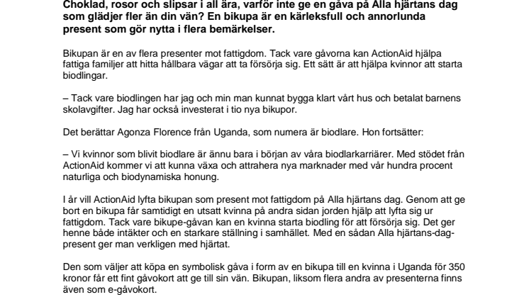 En söt gåva som gör gott – en bikupa från ActionAid