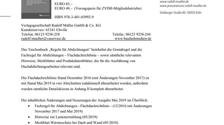 Regeln für Abdichtungen