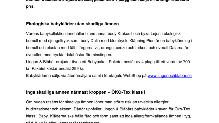 Lingon & Blåbär lanserar ny babykollektion