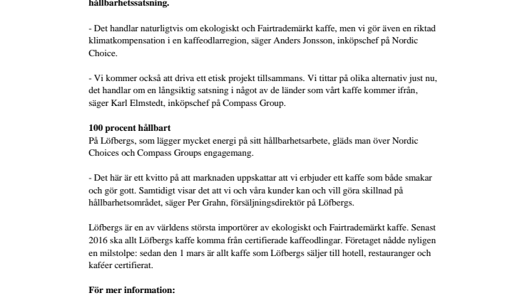 Nordic Choice och Compass Group valde Löfbergs