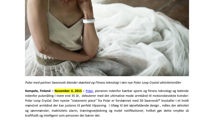 Polar sammensmelter Fitness og Fashion i Deres nyeste Aktivitetsarmbånd, Polar Loop Crystal