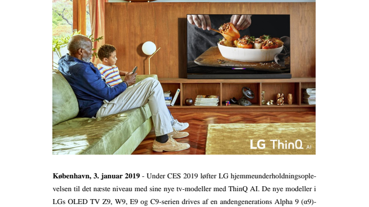ThinQ AI og andengenerations Alpha 9 (α9) processor løfter brugeroplevelsen af LGs nye tv-modeller til næste niveau