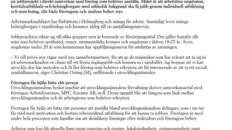 Två miljoner extra till jobbprojekt i Helsingborg