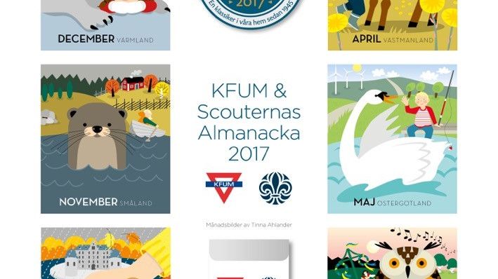Väggalmanackan som sedan 40-talet engagerar miljontals svenskar och förbättrar barn och ungas fritid – 2017 är landskapsdjuren temat för KFUM och Scouterna!