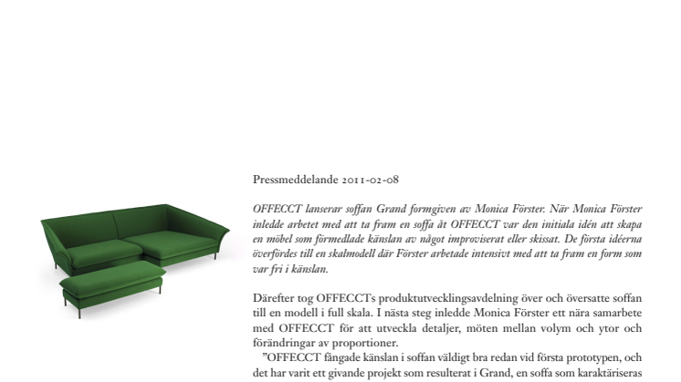 Soffan Grand av Monica Förster - fri i känslan och inbjudande ledig