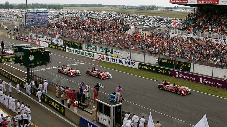 Positions one, two, three and a distance record for the Audi R15 TDI at the 2010 Le Mans 24h