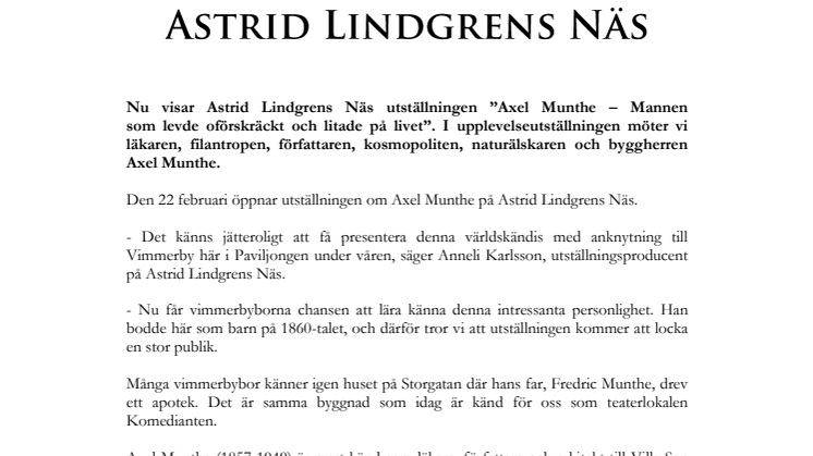 Axel Munthe på Astrid Lindgrens Näs