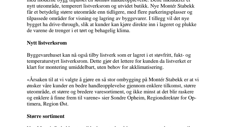 Stor ombygging av Montér Stabekk