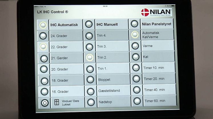 IHC-styring til Nilan-ventilation