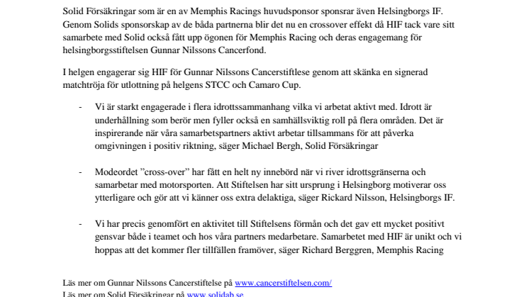 Solid Försäkringar engagerar sina partners för Gunnar Nilssons Cancerstiftelse